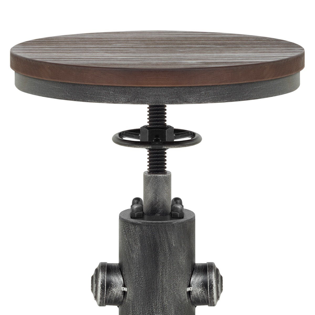 Topower Antique Vintage Industrial Barstool Solid Wood Water Pipe Fire Hydrant Design Cafe Coffee Industrial Bar Stool Set of 2 Silver