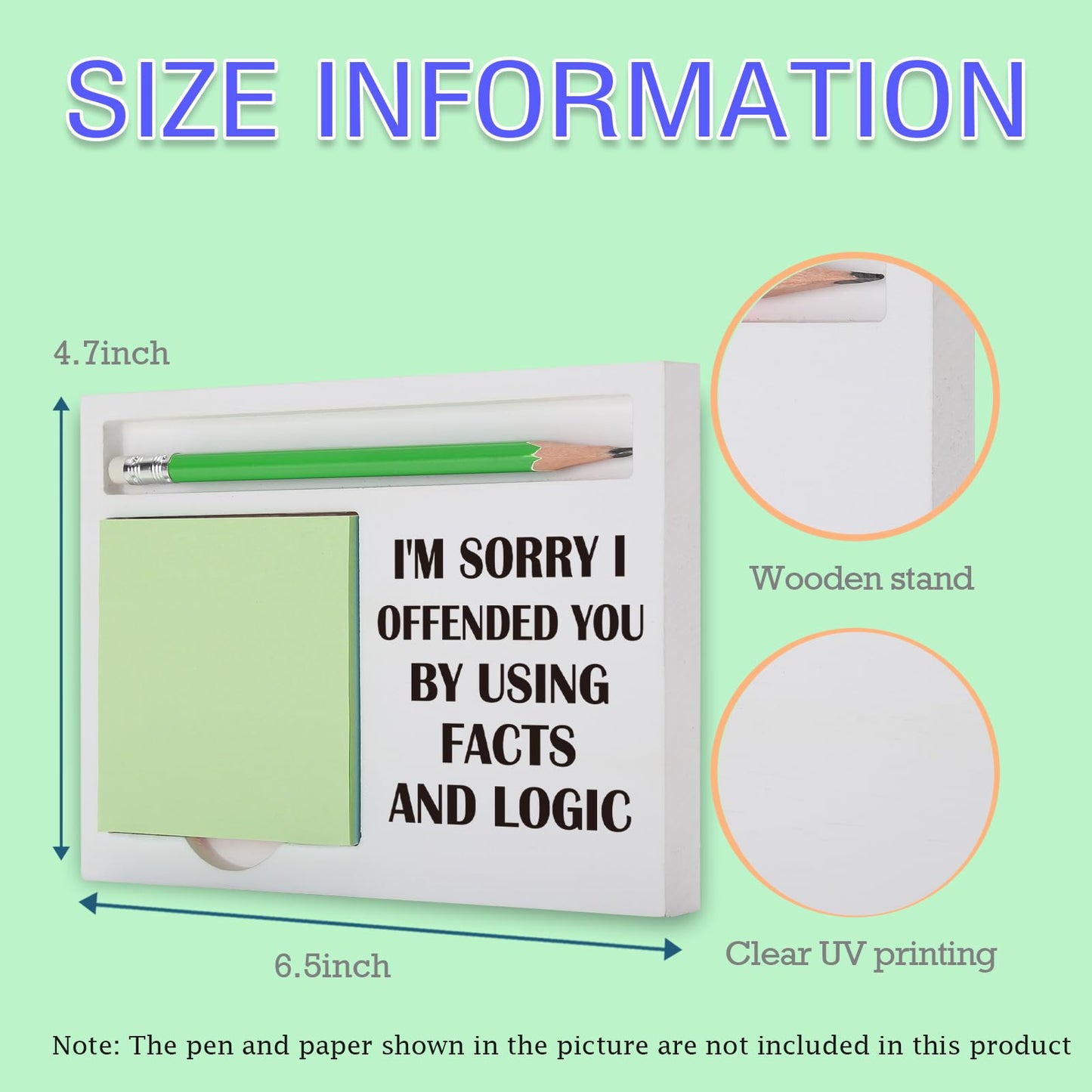 Humor Gift for Coworker Boss Engineer Teacher Student Manager Director Human Resources, I'm Sorry I Offended You by Using Facts and Logic, White Sticky Note Pad Holder Office Gag Gift SBSA30