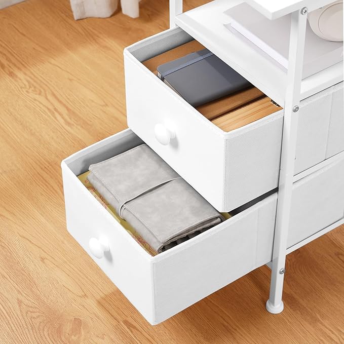 HOOBRO End Table with Charging Station, Narrow Side Table, Nightstand with 2