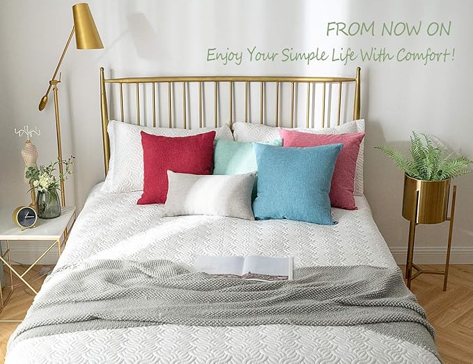 Stellhome Burlap Throw Pillow Covers Solid Farmhouse Linen Pillowcase