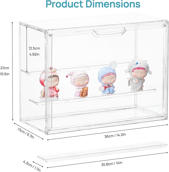 Vtopmart 1 Pack Acrylic Display Case, Stackable Figure Display Case