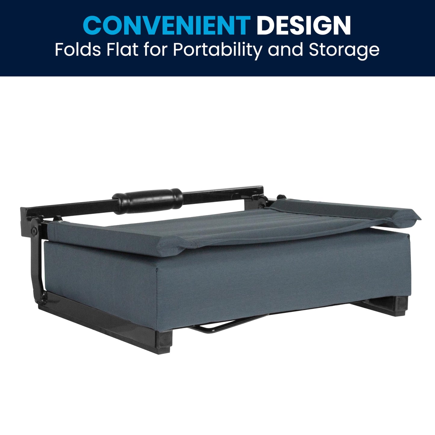 Flash Furniture Grandstand Portable Stadium Seat for Bleachers or Benches, Folding Padded Stadium Chair with Carrying Handle, 500 lb. Weight Capacity, Dark Blue