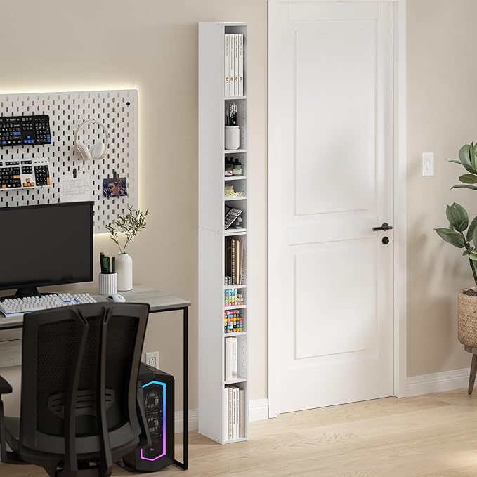 Furinno Fulda Book Shelf, 10-Tier Bookshelf, Space Saving Storage Shelf Bookcase