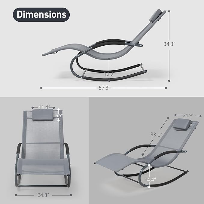 Outdoor Lounge Chair with Pillow, Chaise Lounge Chair