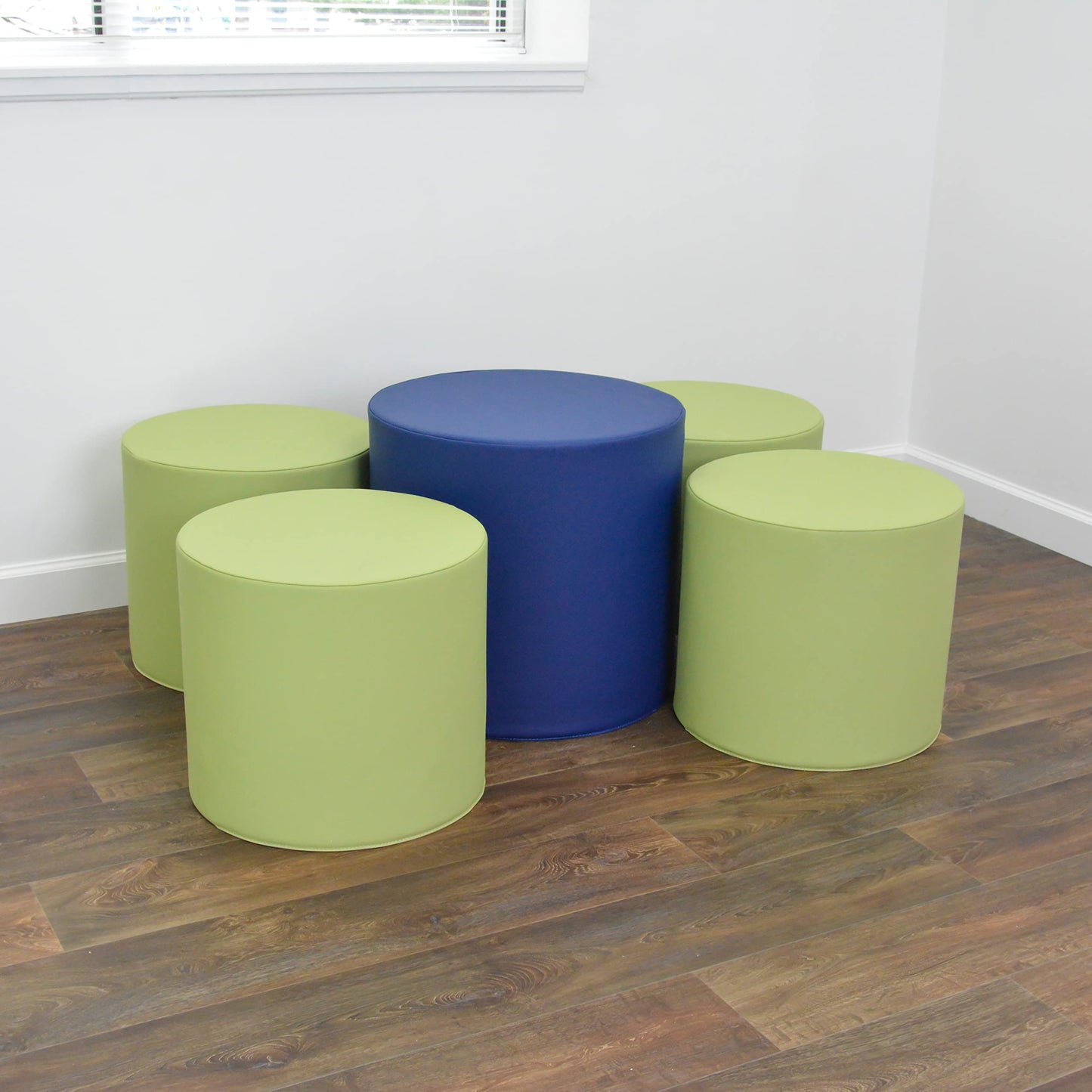 Children’s Factory, CF805-329TRQ, 5-Piece Tranquility Ottoman Set, Navy, Classroom or Daycare Furniture, Kids Preschool Reading Nook Flexible Seating