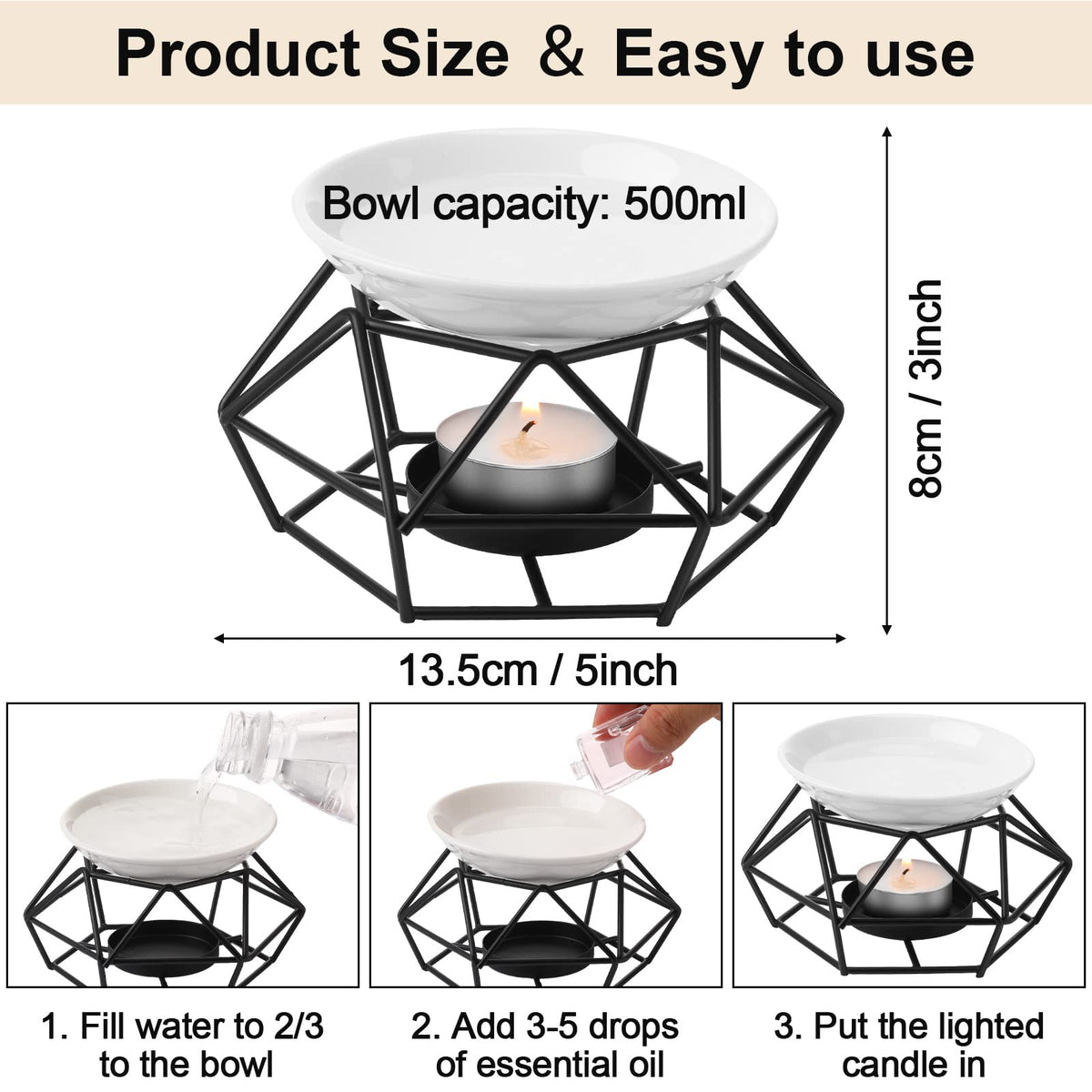 Mimorou 4 Pcs Romantic Essential Oil Burner Black Metal Wax Melt Bird Nest Style Tealight Wax Warmer Delicate Tealight Candle Holder Candle Tart Burne Home Wedding Decoration(Black)
