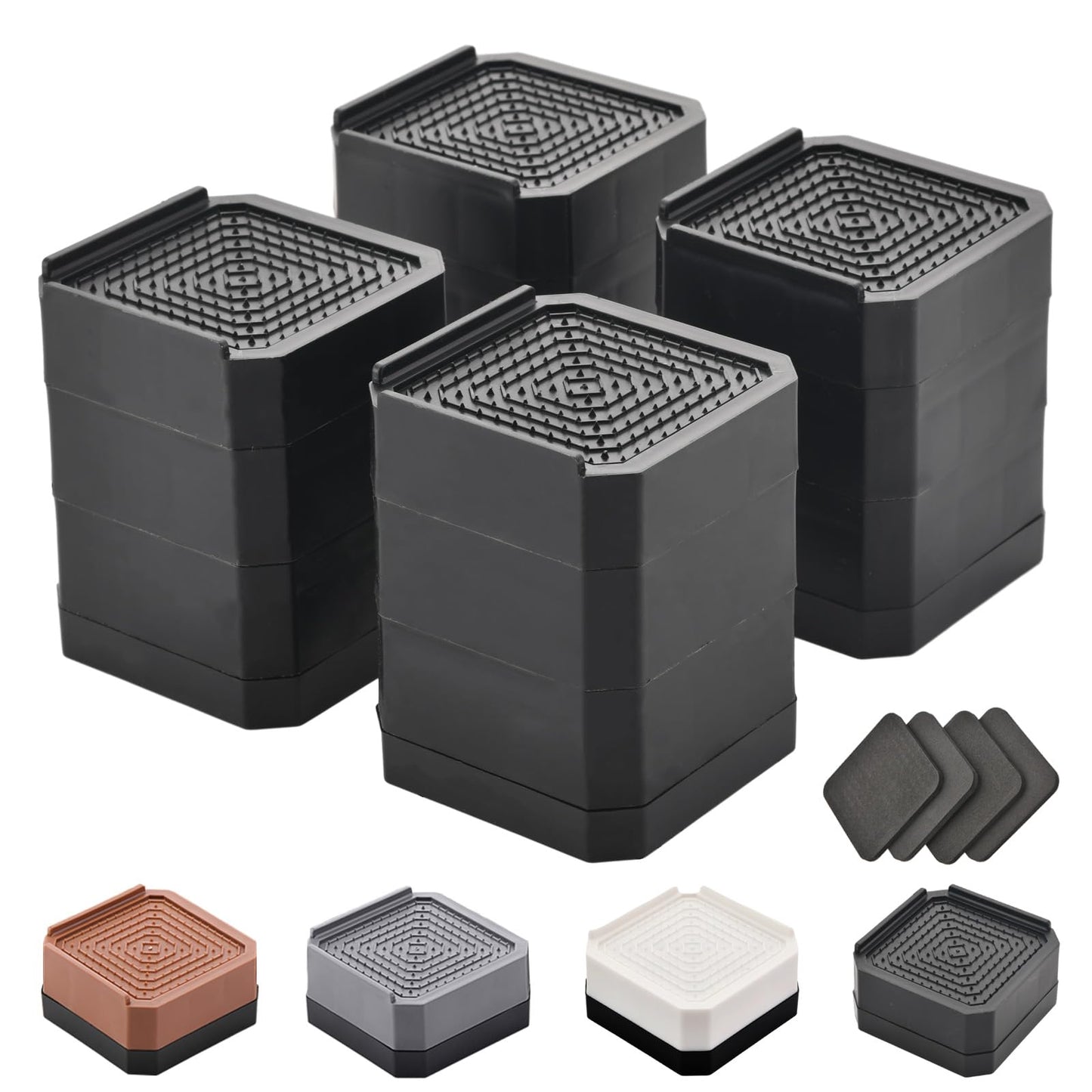 EclatBain Bed Risers Furniture Risers Heavy-Duty Rectangular Adjustable Block Lift to 3 inches and 4.3 inches Desk, Sofa, Chair Legs, Refrigerator, Washing Machine Support up to 4000 pounds