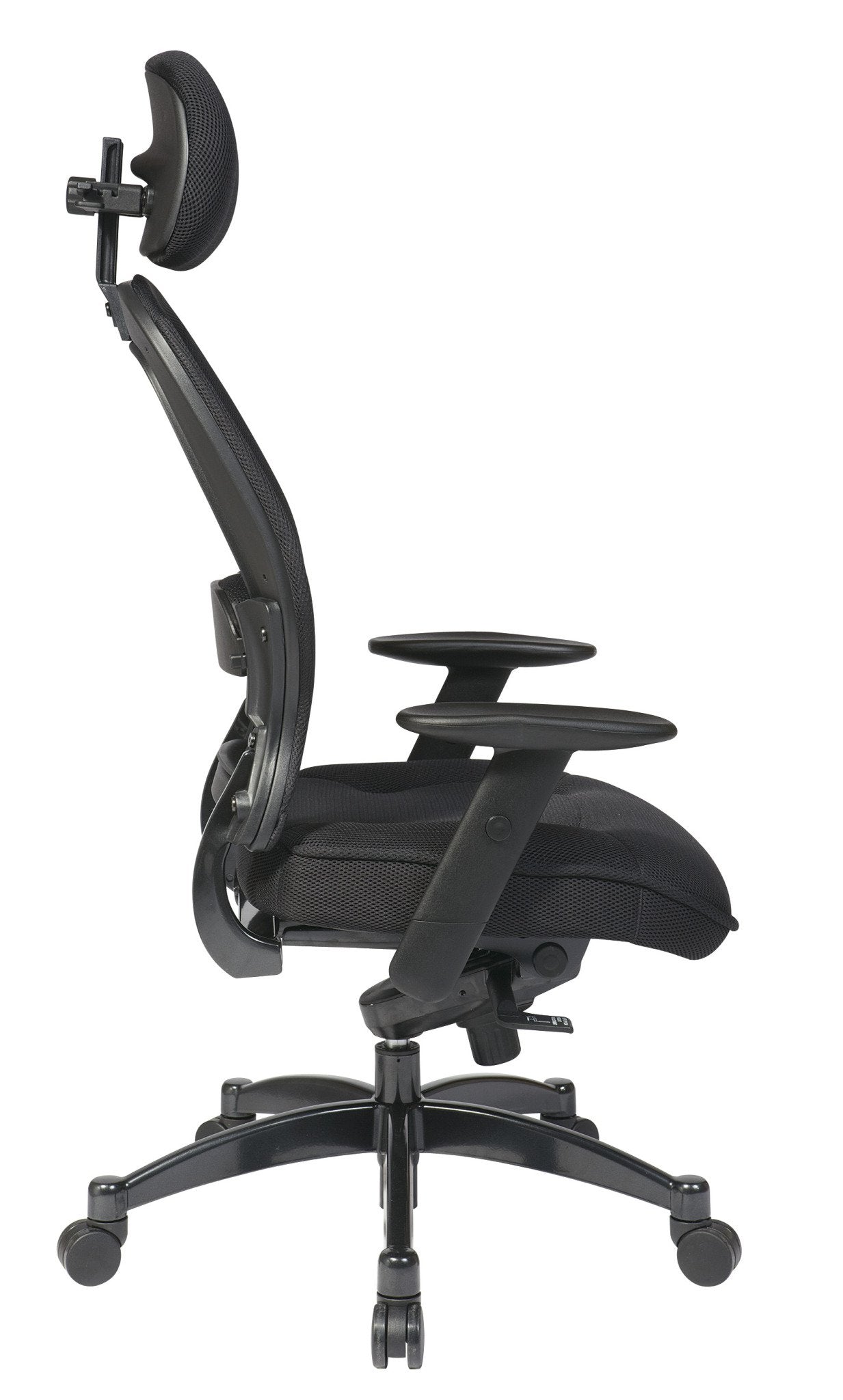 Space Seating 25 Series Professional Deluxe Breathable Mesh Back Manager's Office Chair with Headrest and 2-to-1 Synchro Tilt Control and Adjustable Arms, Black