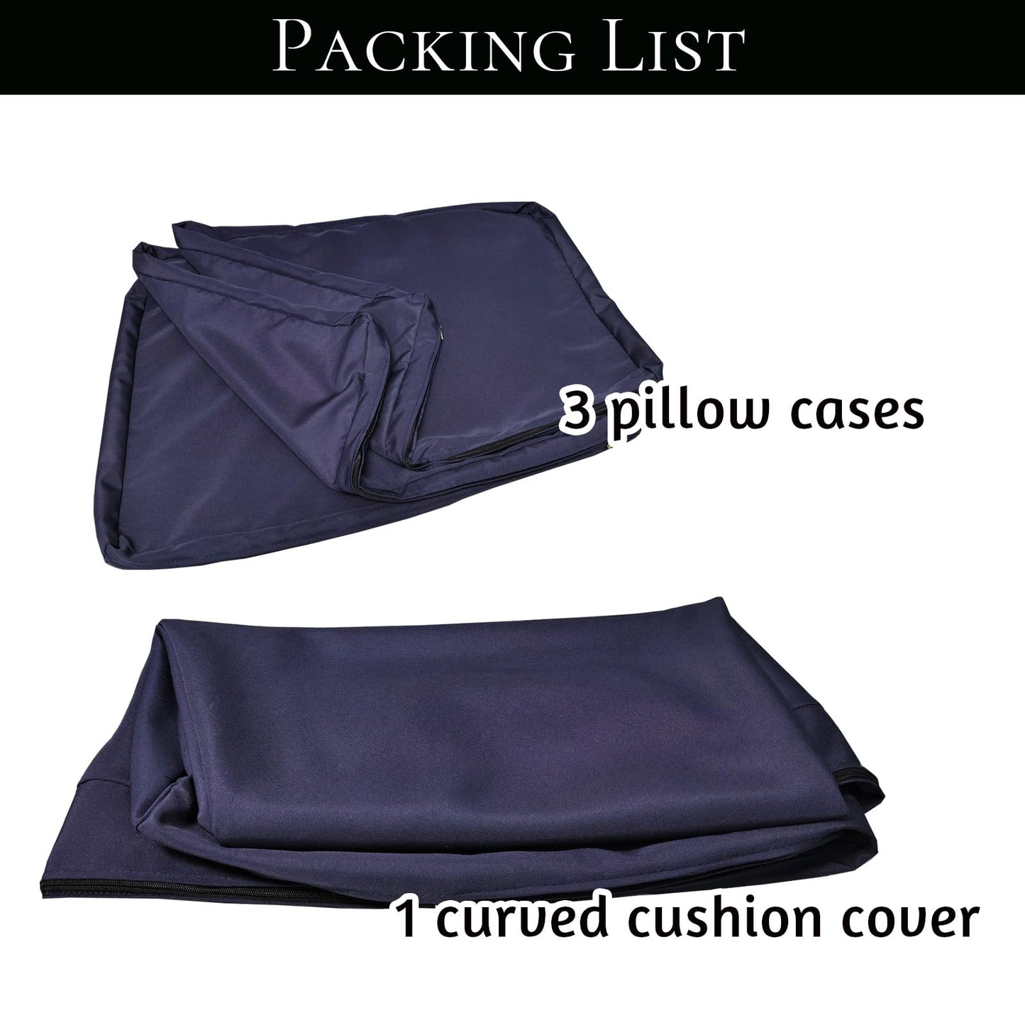 TQ369SM Outdoor Curved Sofa Cushion Couch Cover with Zipper 4-Piece Patio Half-Moon Sectional Replacement Cover Breathable (Lihgt Grey, Customize)
