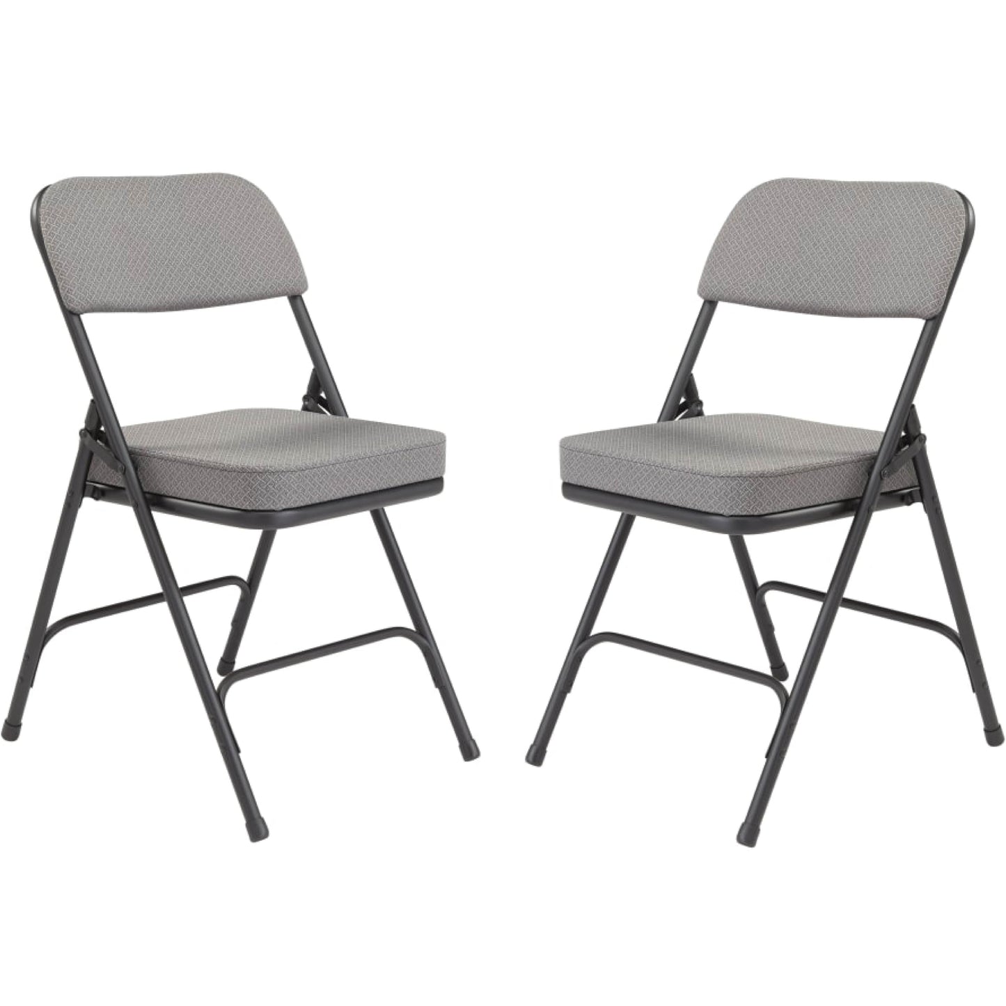 National Public Seating 3200 Series Steel Frame Upholstered Premium Fabric Seat and Back Folding Chair with Double Brace, 300 lbs Capacity, Charcoal Gray/Black (Carton of 2)