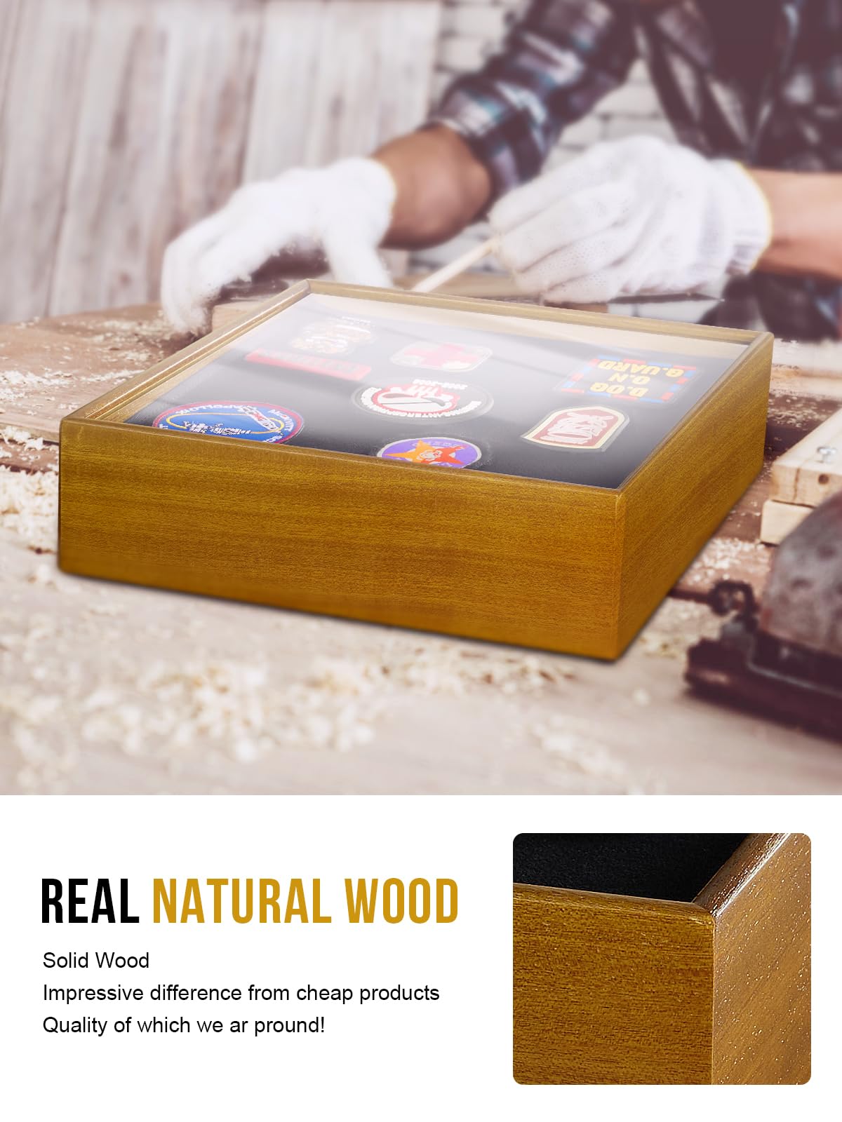 OneTigris Hidden Gun Storage, Concealment Furniture Hidden Gun Safe Concealment Shelf Wall Safe Wooden Photo Frame, Wall Mounted Hidden Compartment Furniture with Patches Display Panel