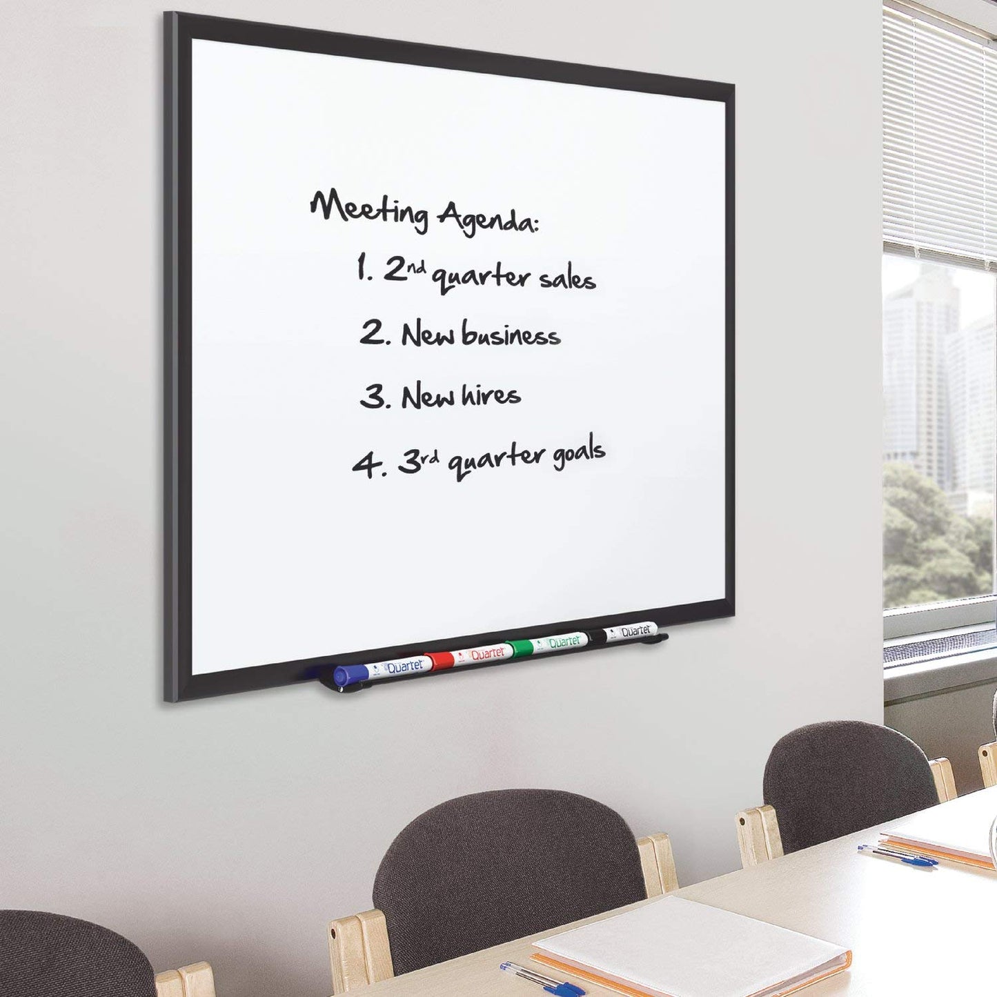 Quartet Magnetic Porcelain Whiteboard, 6' x 4' White Board, Premium, Duramax, Black Aluminum Frame (2547B)