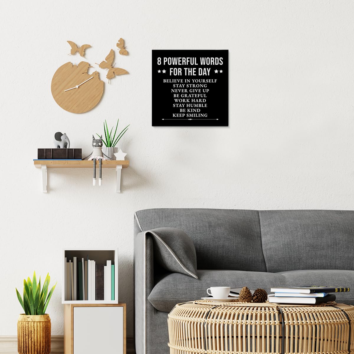 Inspirational Wall Decor, Motivational Canvas Painting Wall Art for Men Teen Boy, Black and White Positive Quotes Posters for Bedroom Living Room Classroom Gym Office (8 X 8 Inches, Framed)