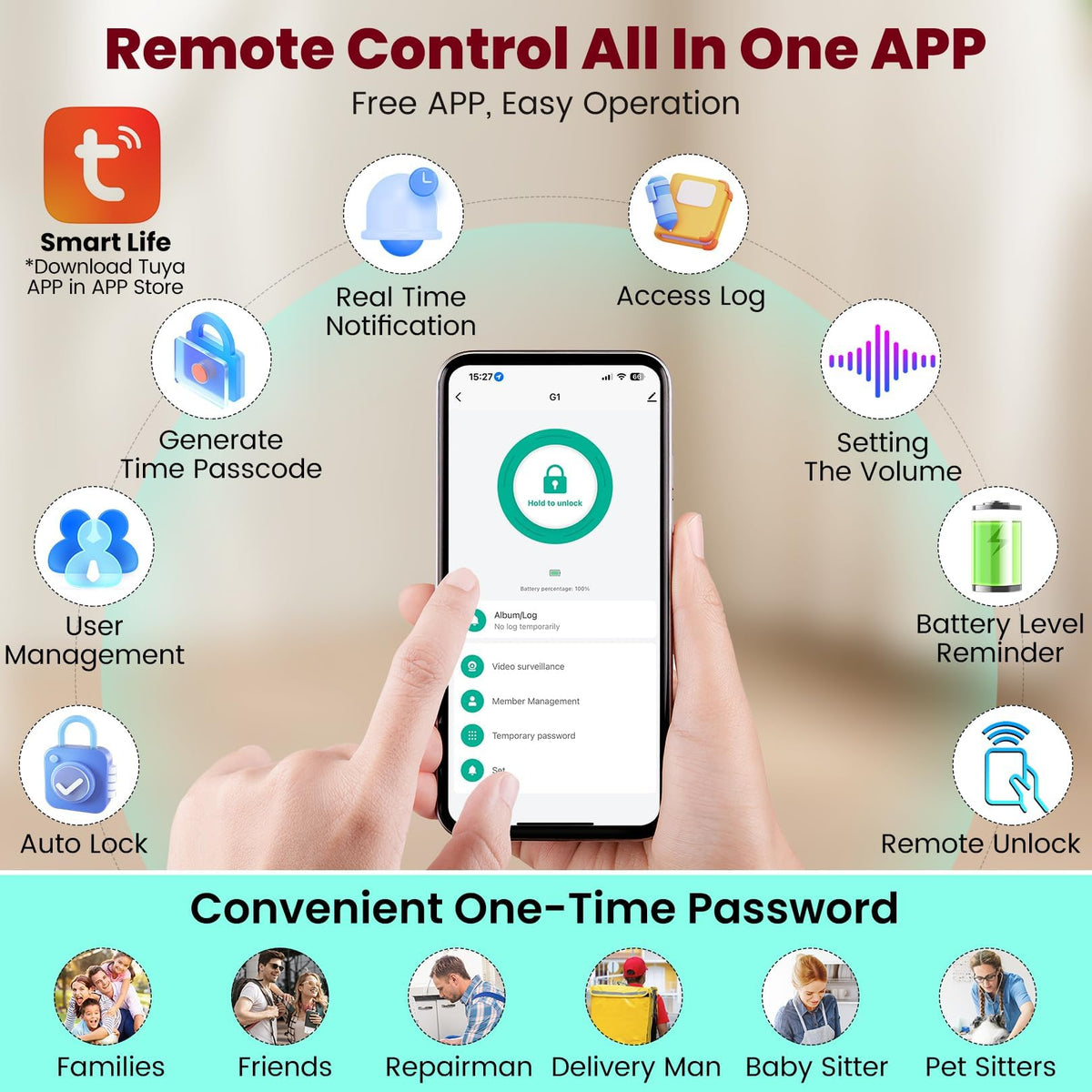 DEVO G1 Keyless Entry Deadbolt- 6-in-1 Smart Lock with Camera & Doorbell, Wi-Fi Smart Door Lock for Front Door with Fingerprint, Auto Locks, App Remote Light Sliver