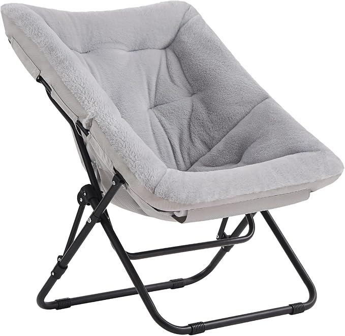 Tiita Comfy Saucer Chair, Soft Faux Fur Oversized Folding Accent Chair