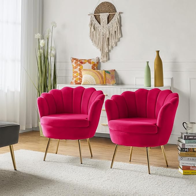 HULALA HOME Modern Velvet Accent Chairs Set of 2