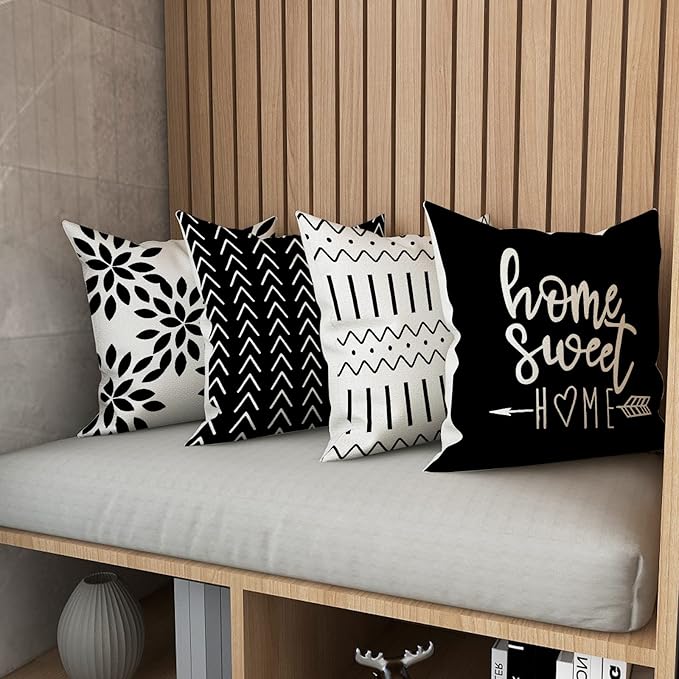 YCOLL Pillow Covers 18x18 Set of 4, Modern Sofa Throw Pillow Cover, Decorative