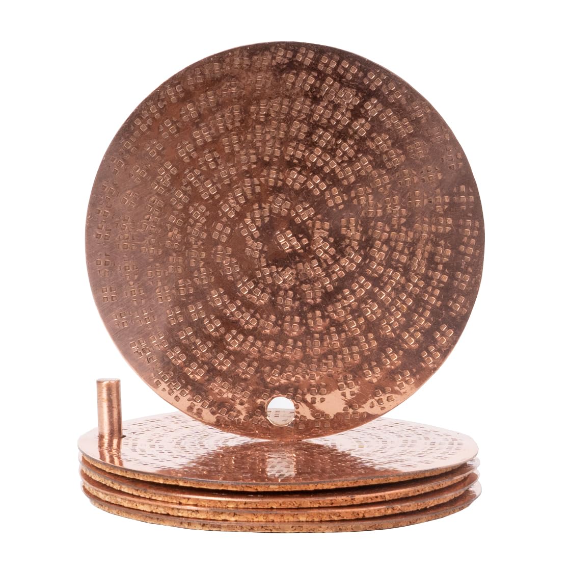 Copper Coasters Set of 4 with Holder - Premium Handmade Drink Coasters for Home & Bar - Elegant Copper Gift Set for Housewarming, Wedding, or Office