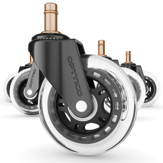 Office Chair Wheels for IKEA Chairs ONLY | Soft Rubber Computer Chair Caster Wheels Protect Your Hardwood Floors Better Than Any Office Chair Mat, Set of 5 Desk Chair Wheels, No Scratching or Marking.