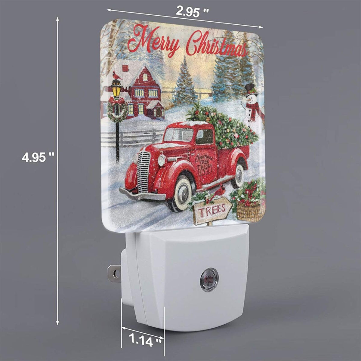 Twkzynj Custom Plug in Night Lights, Personalized Your Own Photo on LED Lamps, Auto Sensor Warm Sweet Nightlights for Bathroom/Toilet/Bedroom/Nursery, Christmas Red Truck