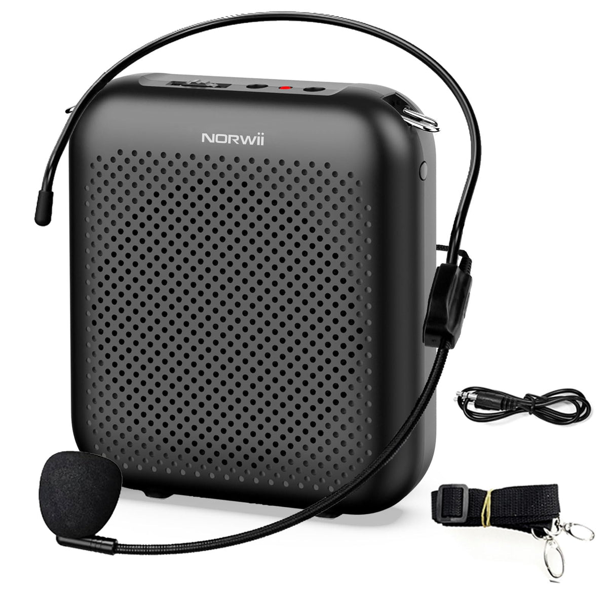 Norwii Bluetooth Voice Amplifier, Power Amplifiers, Portable Mini Wired Microphone Headset for Teacher Classroom & Outdoor Lectures, Teaching, Tour Guides, USB-C Rechargeable - 4000mAh, Black