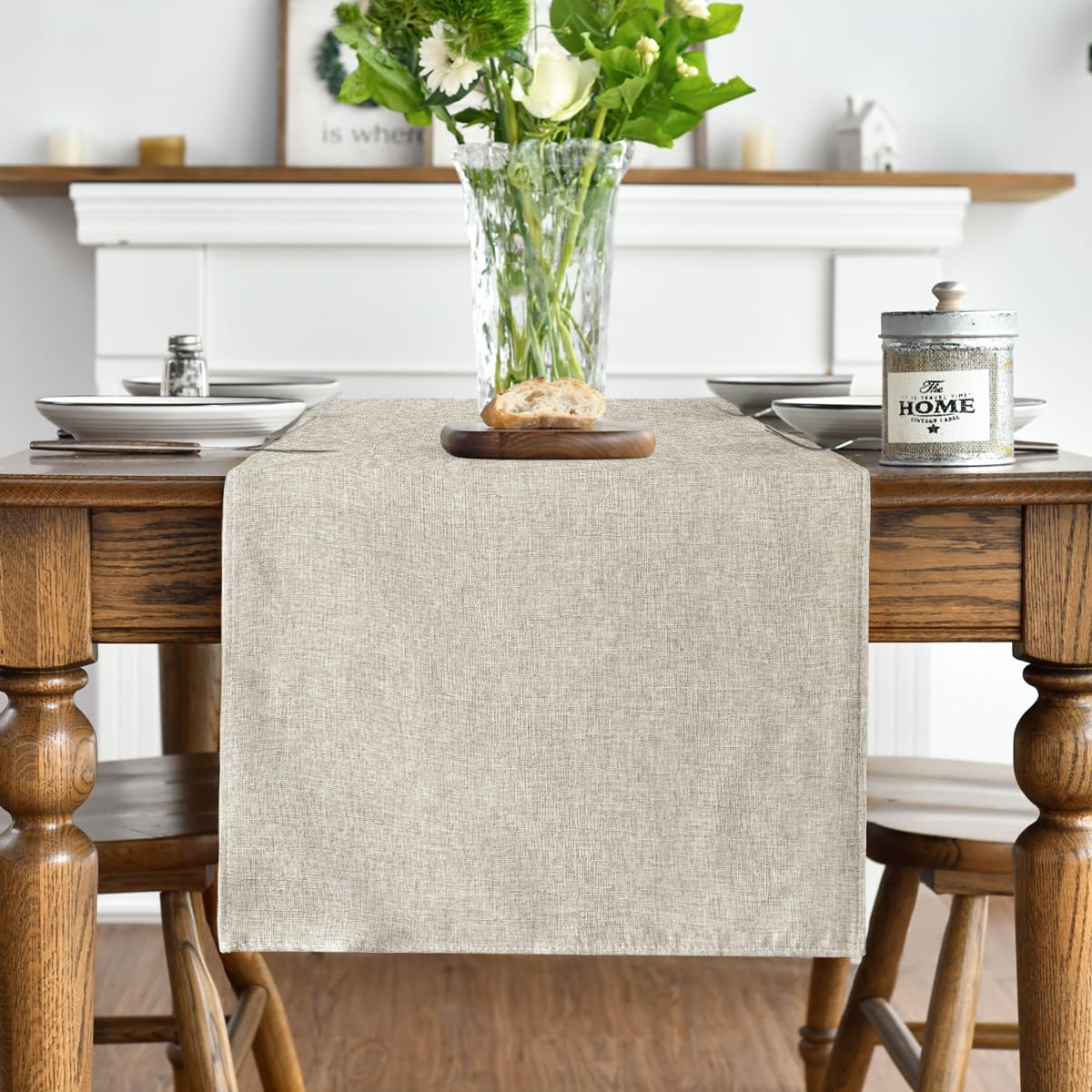 Artoid Mode Light Brown Table Runner, Seasonal Fall Washable Kitchen Dining Table Decoration for Home Party Decor 13x90 Inch