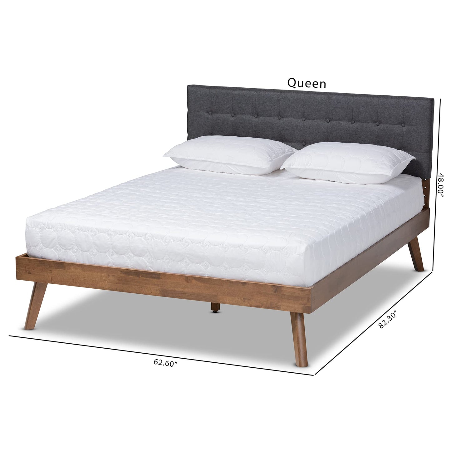 Baxton Studio Beds (Platform), Queen, Dark Grey/Walnut