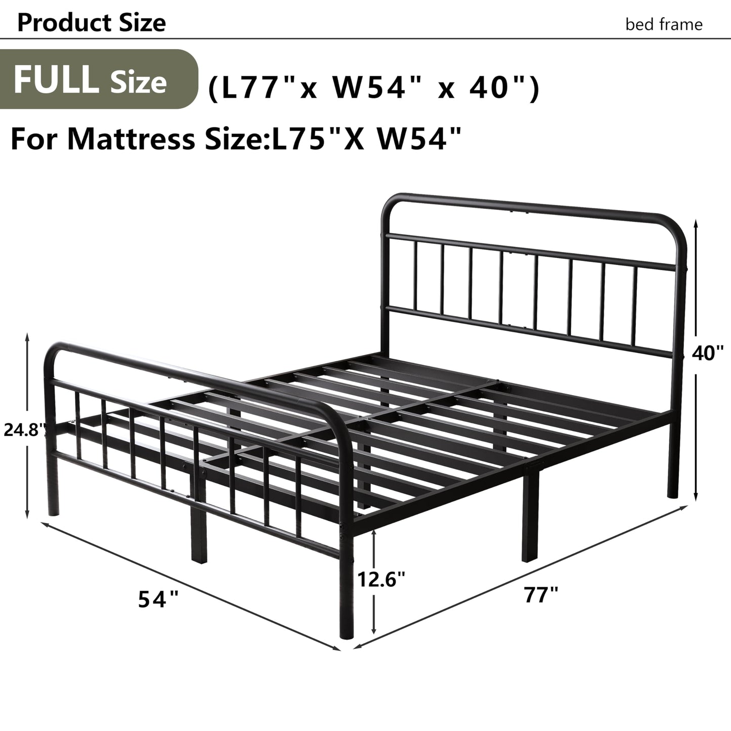 Easllre 14Inch Metal Bed Frame,Full Size Bed Frame with Storage Space,Heavy Duty Sturdy Mattress Foundation,Easy Assembly,No Box Spring Needed,Full