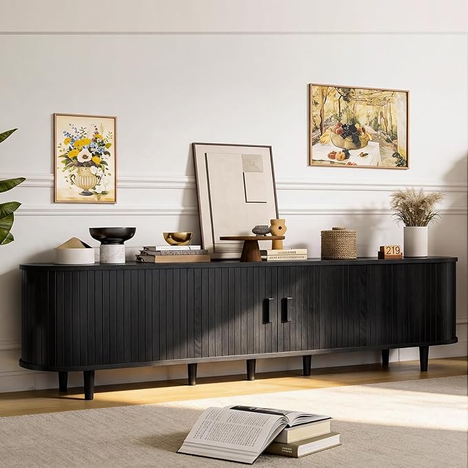 80" Mid Century Modern TV Stand, Wood TV Consoles