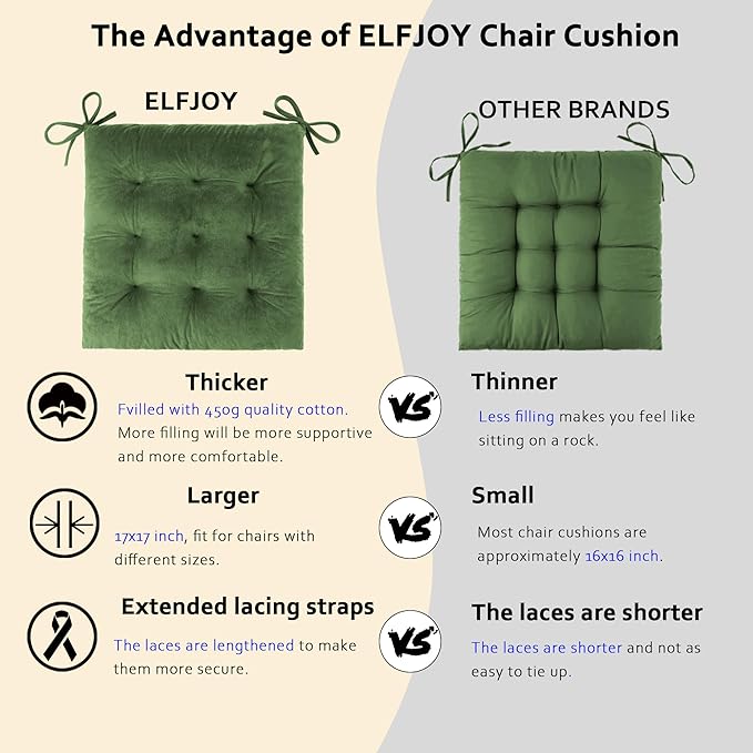 ELFJOY Rocking Chair Cushion Large Rocking Chair Pads