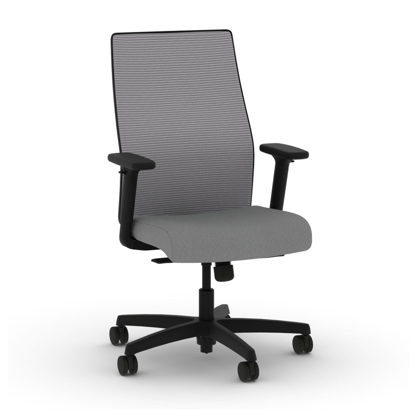 HON Ignition 2.0 Mid‑Back Ergonomic Office Chair, Mesh Task Desk Chair with Lumbar Support, Standard Synchro‑Tilt, Height and Width Adjustable Arms, Black Frame, Frost