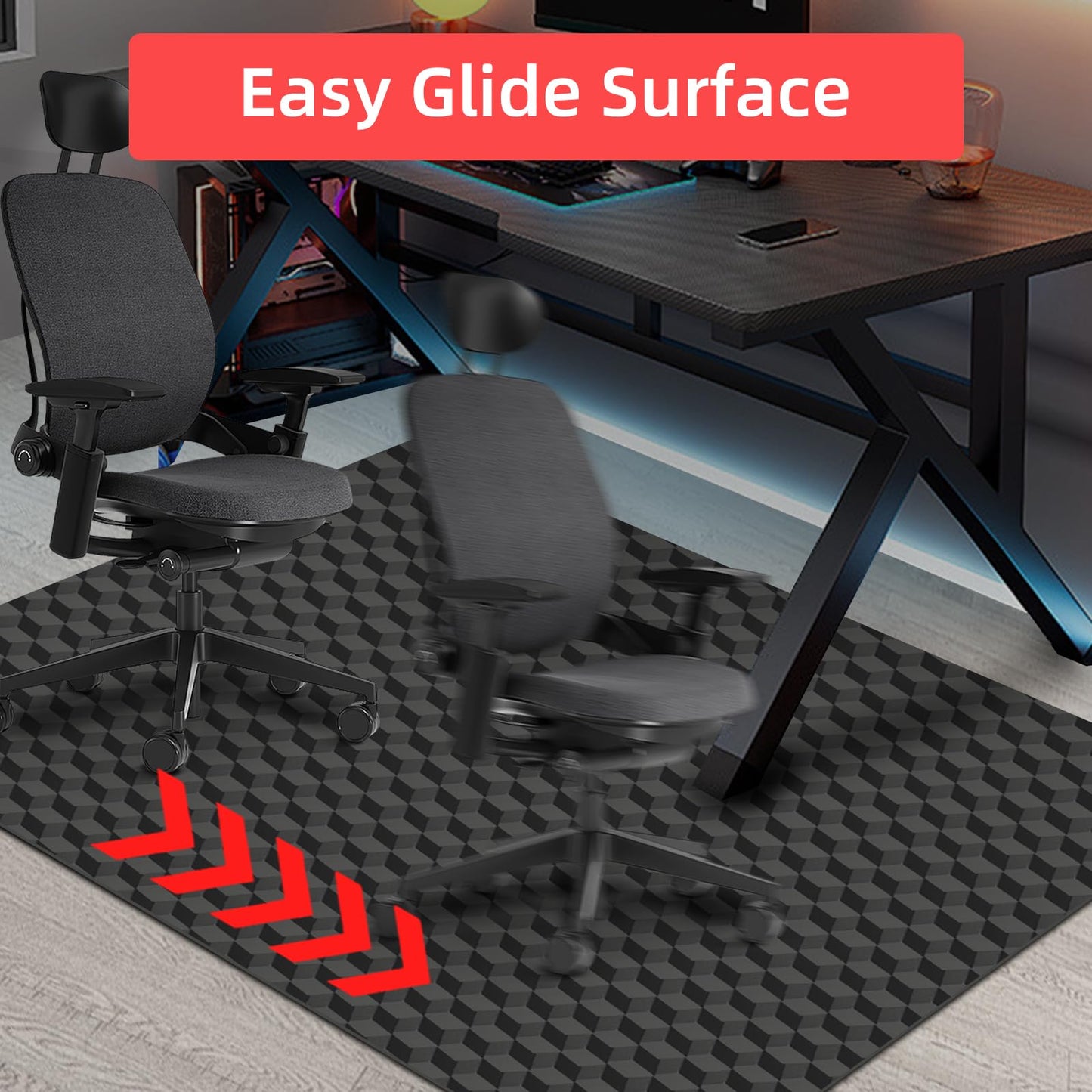 AiBOB Gaming Chair Mat for Hardwood Floors - 48"x36" Office Chair Mat for Hard and Tile Floor | Anti-Slip Protector Mat | Computer Desk Floor Mat for Rolling Chairs, Not for Carpet