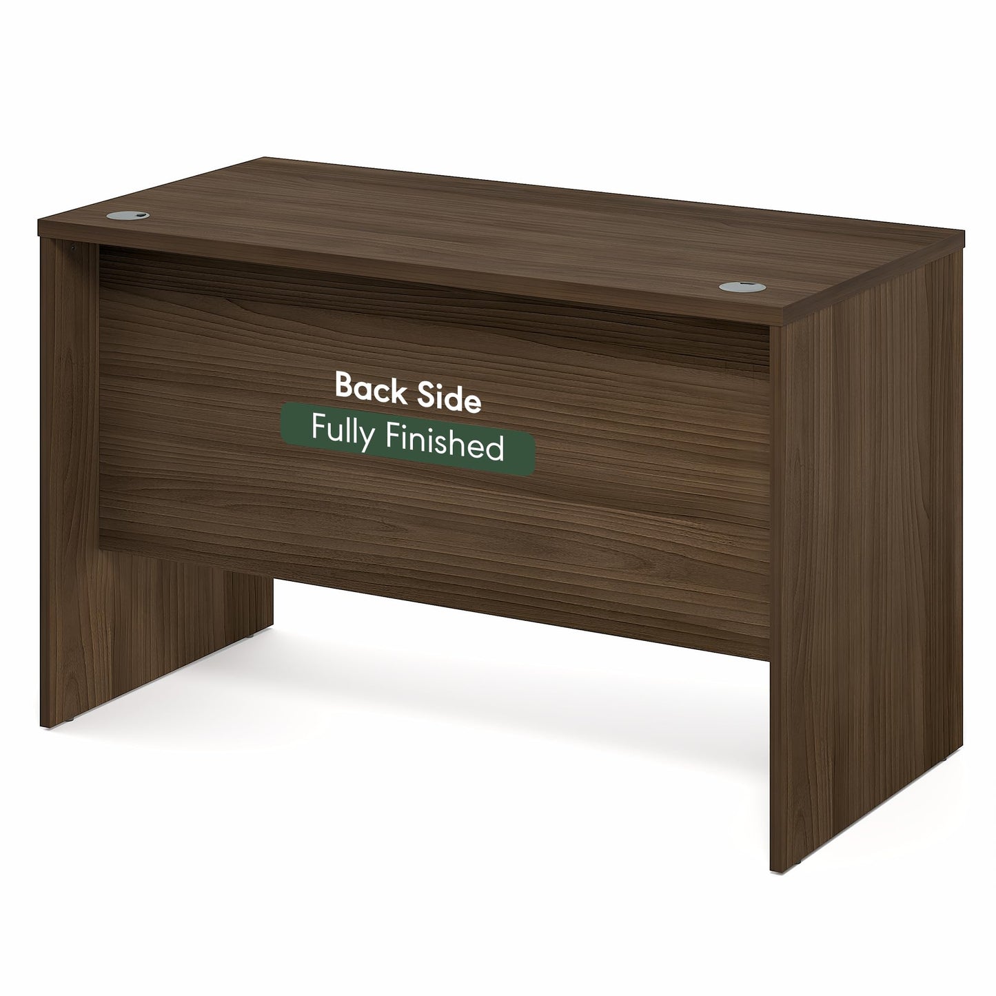 Furinno Roger Computer Desk, 47 Inch Rectangular Executive Desk with Modesty Panel, Home Office Desk with Thick Tabletop, Desk Cord Grommet, Scratchproof, for Home Study, Office, Modern Walnut