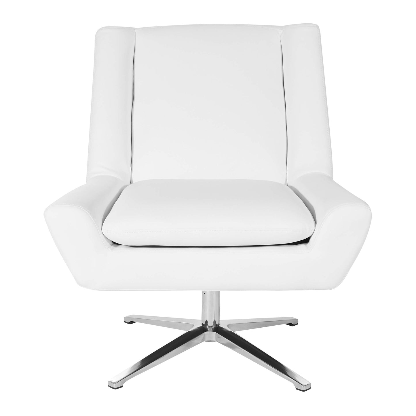 Office Star FL Series Faux Leather Swivel Guest Chair with Aluminum Base, White