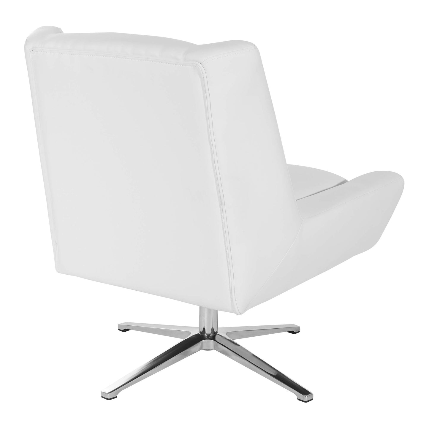 Office Star FL Series Faux Leather Swivel Guest Chair with Aluminum Base, White