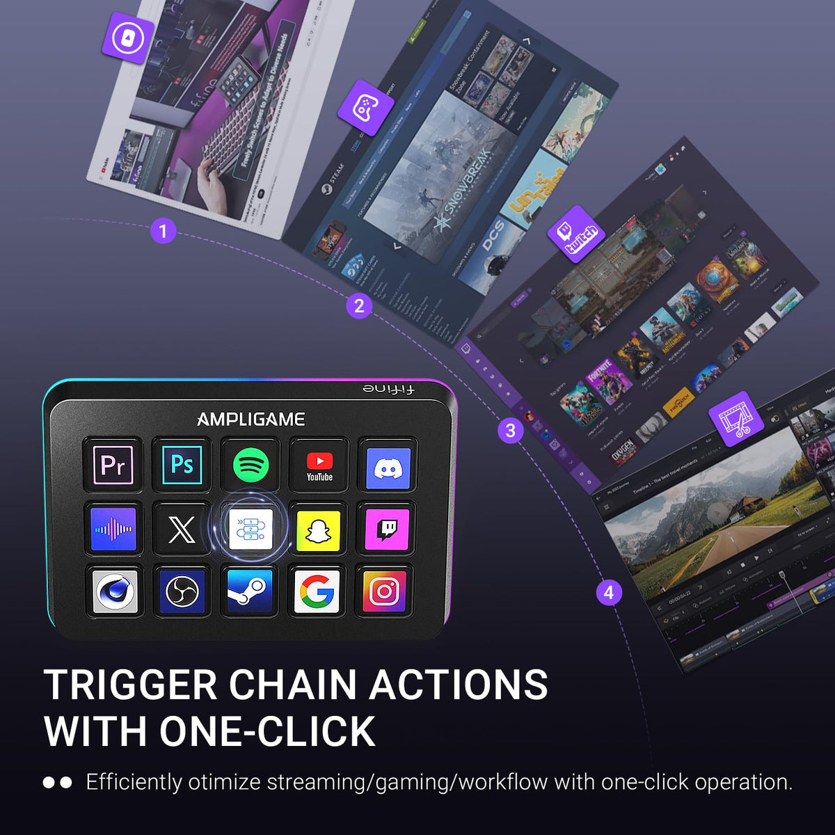 FIFINE AmpliGame Stream Controller with 15 Macro Keys, Streaming Keyboard with Trigger Actions in OBS/Twitch/YouTube/Streamlabs, Shortcut Buttons Keypad Works with Mac and PC-D6