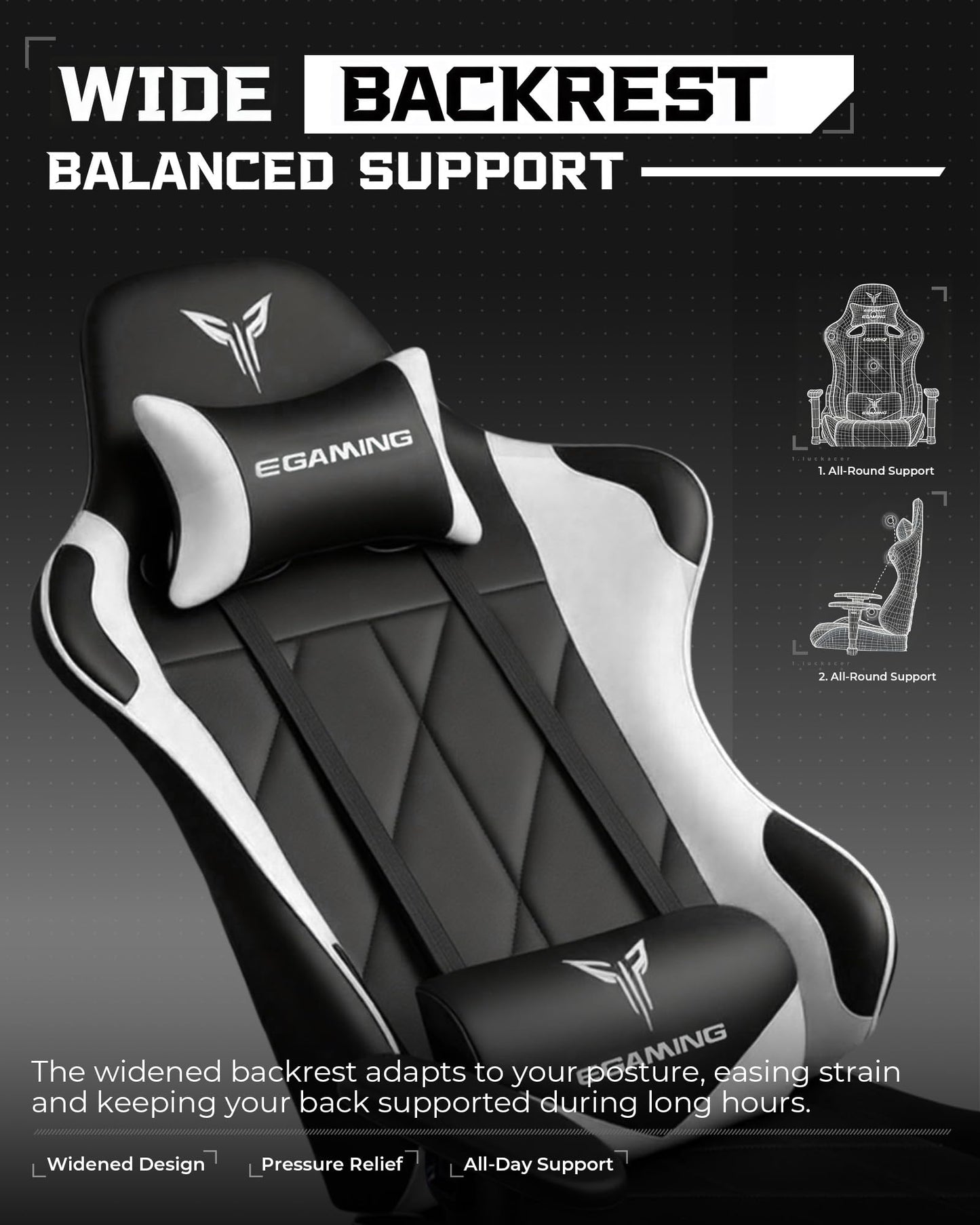 Gaming Chair, Big and Tall Video Game Chair with High Back PU Leather, Home Office Ergonomic Computer Chair with Footrest, Adjustable Height, 360° Swivel Wheels for Adults and Teens (White)