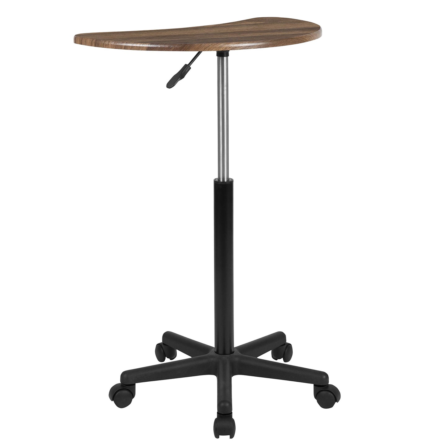 Flash Furniture Eve Rustic Walnut Sit to Stand Mobile Laptop Computer Desk with Heavy Duty Nylon Base and Dual Wheel Casters