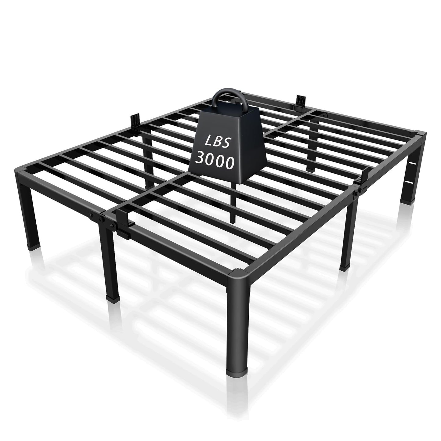 ROIL 12 inch Metal Queen Bed Frame with Rounded Corner and Headboard Hole Mattress Retainers 3500LBS Heavy Duty Steel Slats No Box Spring Needed Platform Noise-Free Easy Assemble