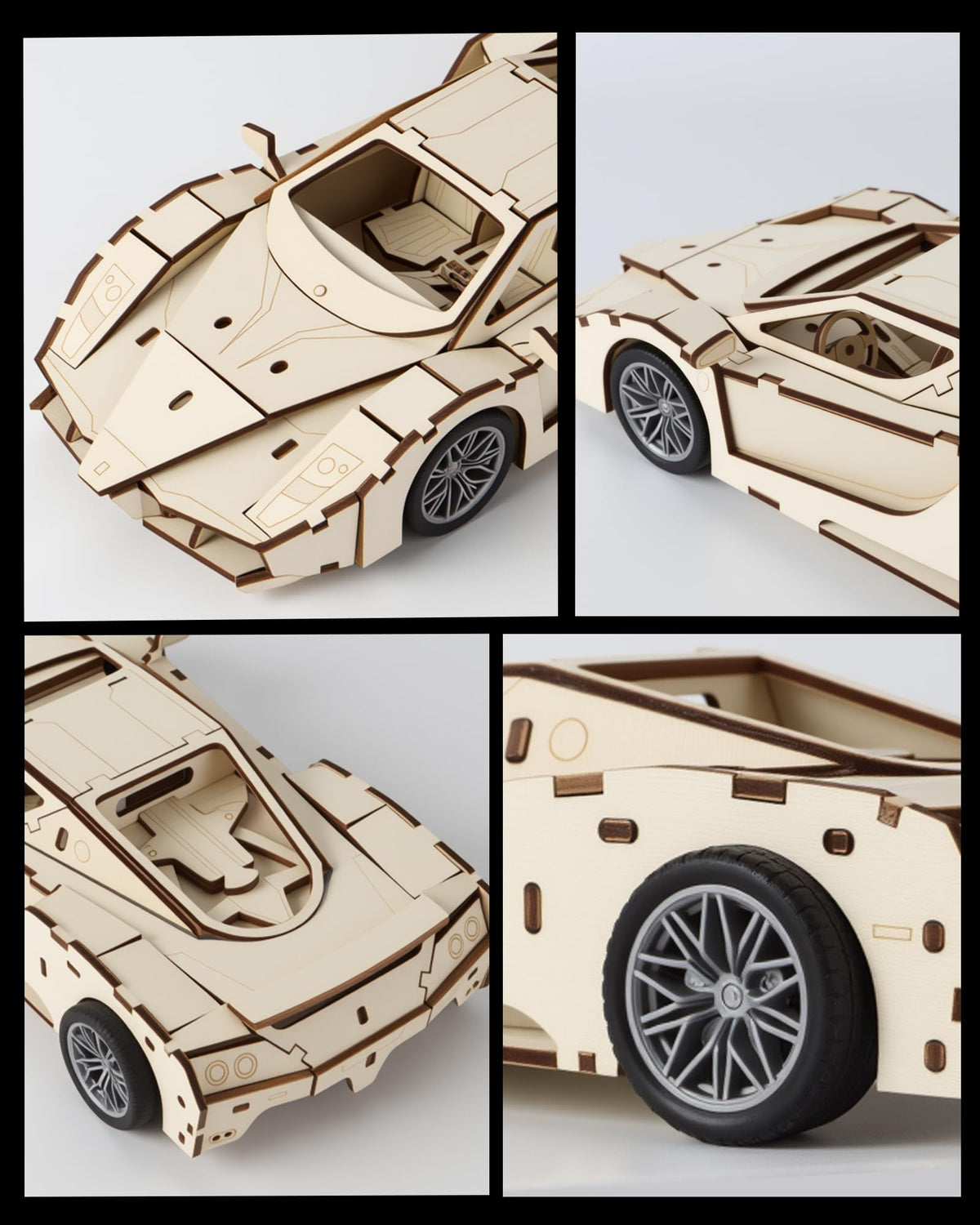 MOCBURIKU 3D Wooden Puzzles Model Car Kits to Build for Adults, Beginner-Friendly Pull Back Sport Car Building Toys, Wood Craft Gift for Boys and Men on Birthday Christmas