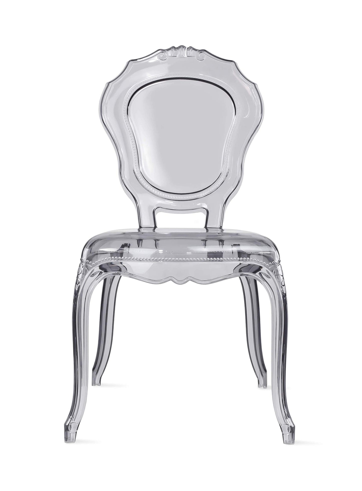 2xhome Stackable Ghost Dining Chair | Transparent Vanity Armchair | Louis Belle Style Kitchen Patio Chair Parent (1, Smoke, Armless)