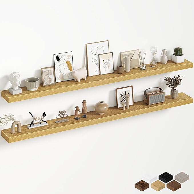 Fun Memories 67 Inch Fireplace Mantel Shelf, Deep Floating Shelves