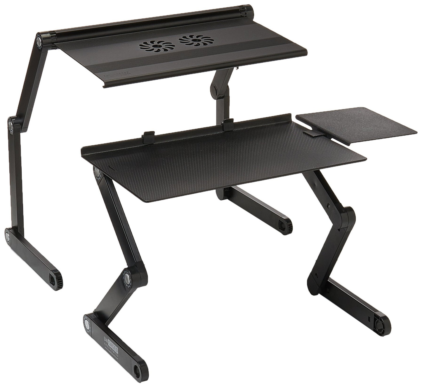 WorkEZ Adjustable Standing Desk Converter w/2 Fans & 3 USB Ports, Sit to Stand Desk Riser Monitor Standing Computer Desk, Height & Angle Negative Tilt