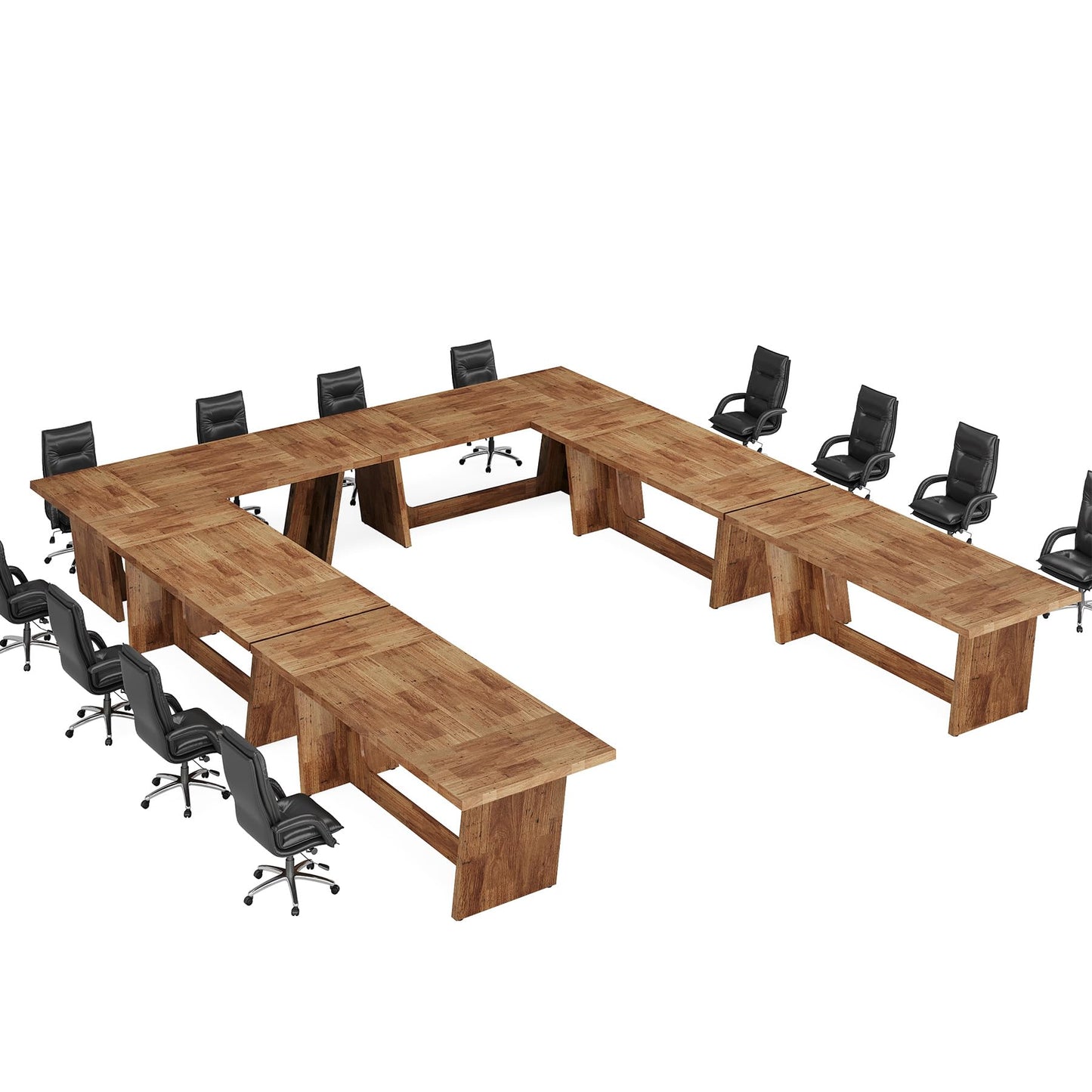 Tribesigns 6 FT Conference Room Table, 71” Rectangular Meeting Table for Office, Large Executive Seminar Desk for 6–8 People, Heavy-Duty Business Boardroom Table with Wooden Pedestal Base, Light Brown