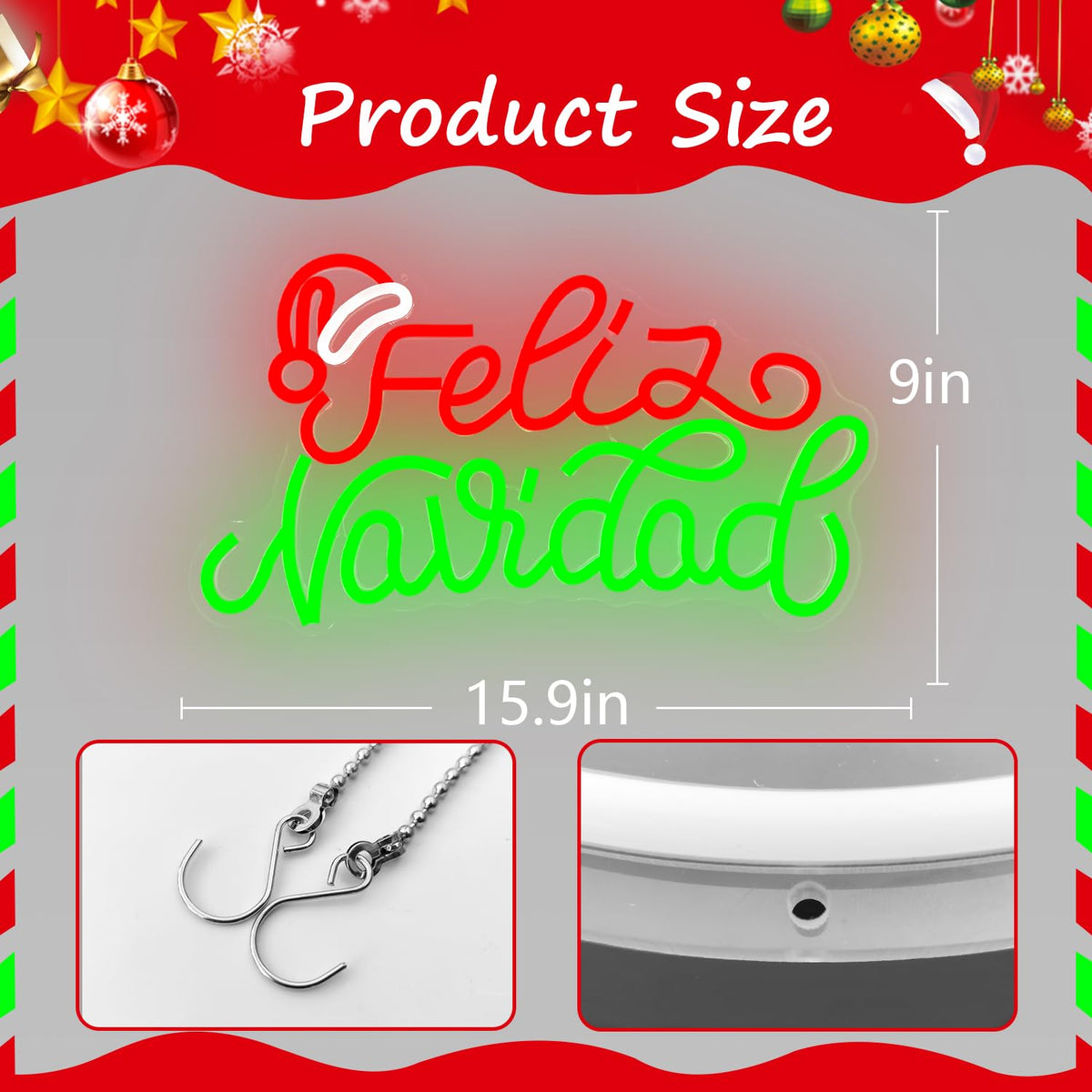 Merry Christmas Neon Sign Dimmable Feliz Navidad Neon Sign for Wall Decor LED Neon Mexican Christmas Decorations for Window, Bedroom, Living Room, Feliz Navidad Backdrop Neon Light for Party Gift