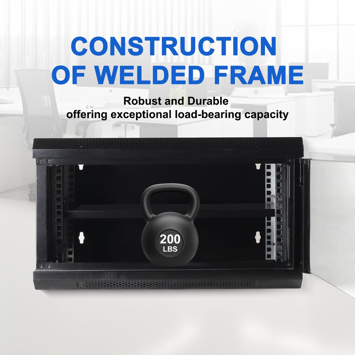 6U Wall Mount Server Cabinet IT Network Rack Enclosure Lockable Glass Door Black