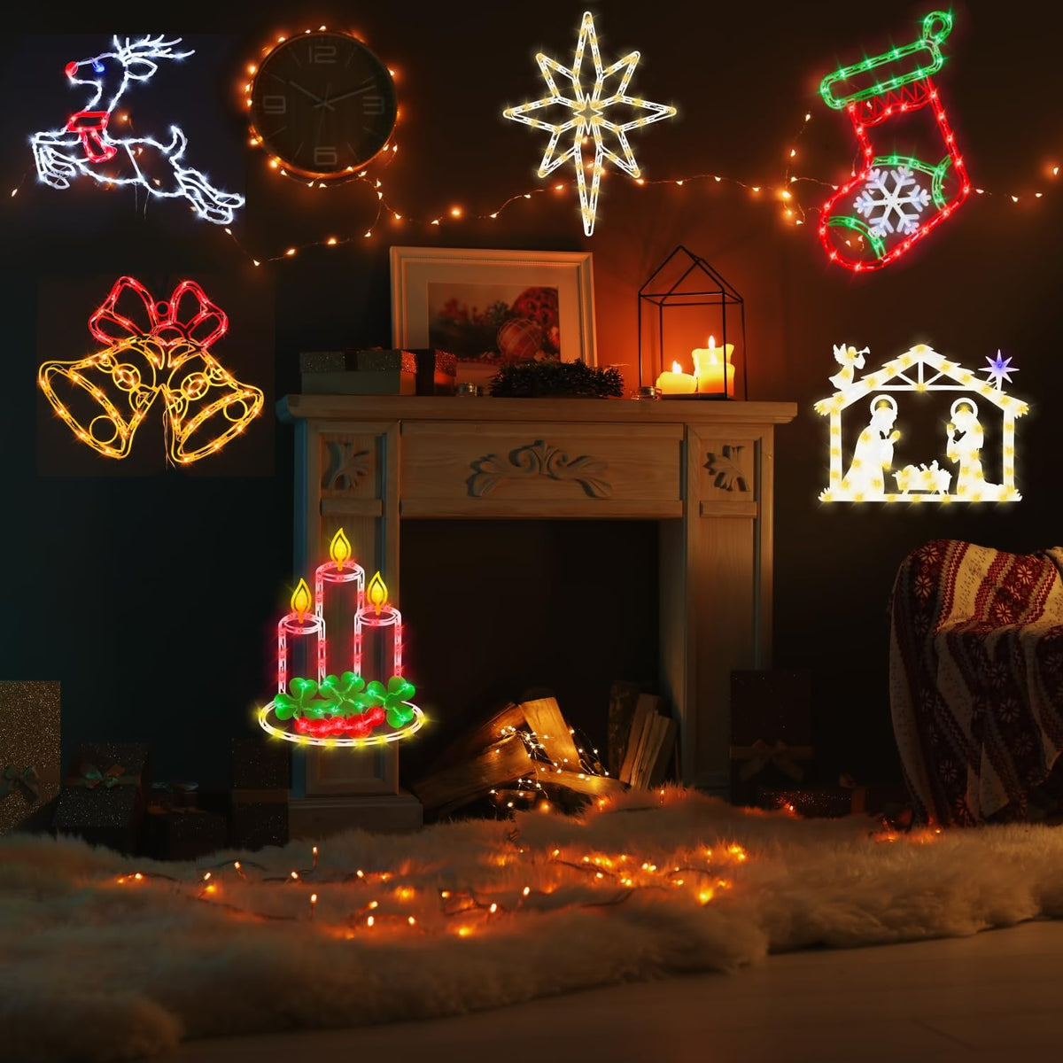 Pytopkto 16" Christmas Window Silhouette Lights Decorations