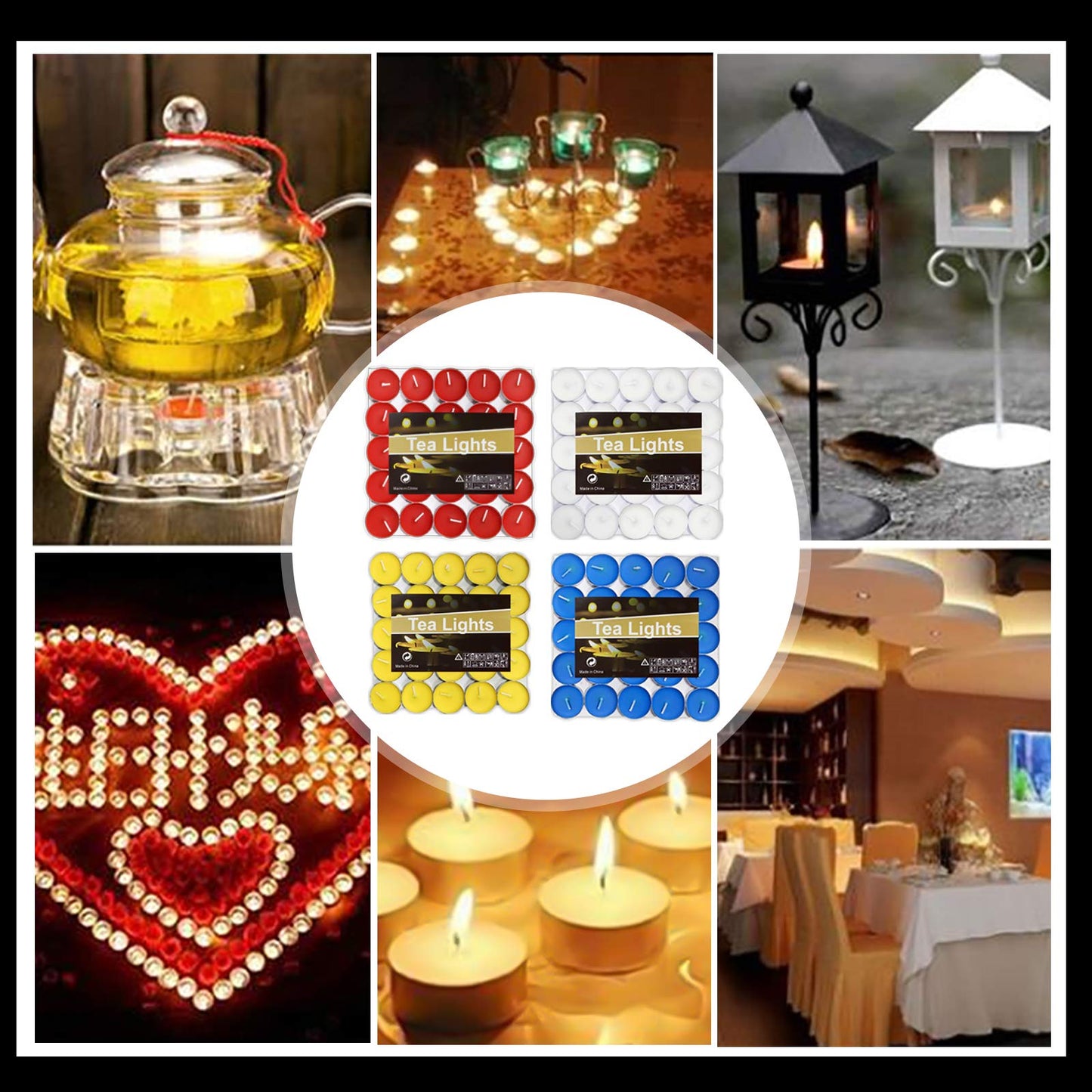 OUO Tea Lights - 50 Pack Smokeless, Dripless & Long Lasting Mini Tealight Candles for Mood, Dinners, Parties, Home Decoration, Wedding, Crafts (Blue)