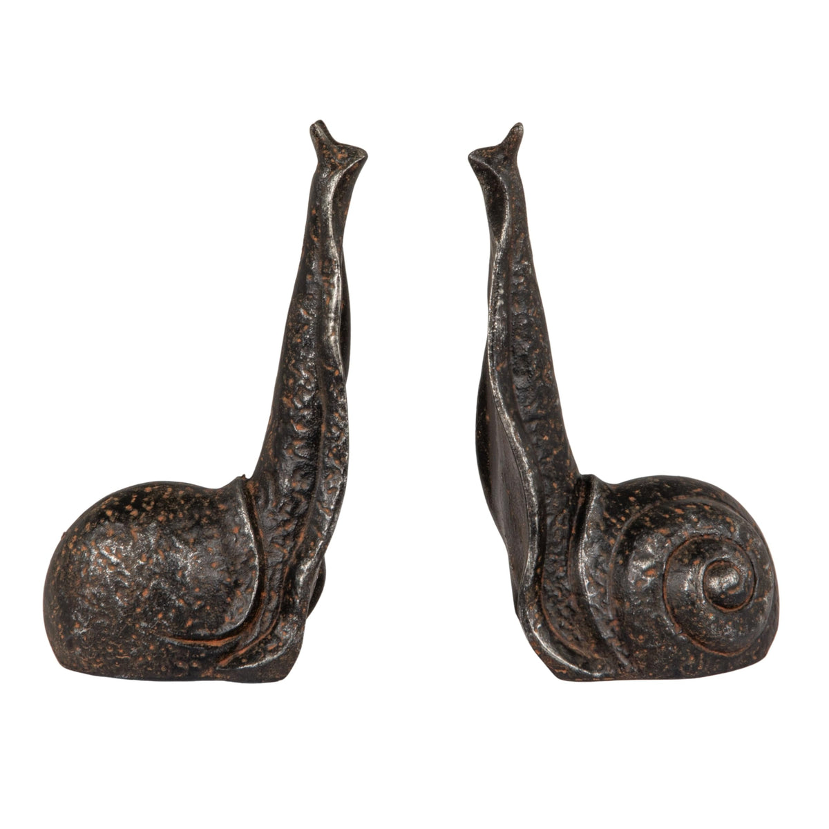 Creative Co-Op Decorative Distressed Cast Iron Snail Bookends, Antique Black Finish