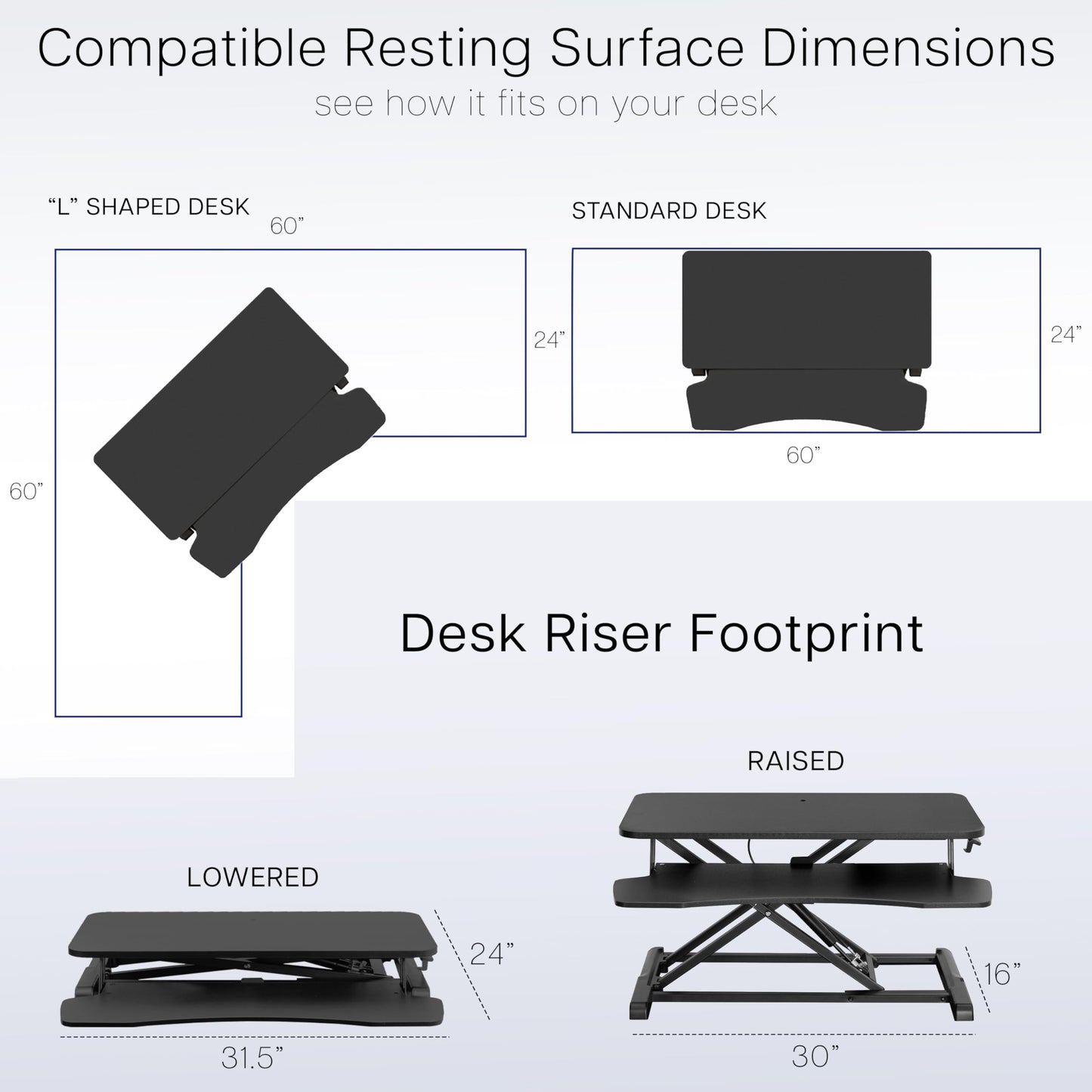VIVO 32 inch Desk Converter, K Series, Height Adjustable Sit to Stand Riser, Dual Monitor and Laptop Workstation with Wide Keyboard Tray, Light Wood Top, White Frame, DESK-V000KF